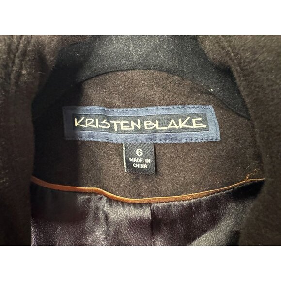 Kristen Blake Womens Wool Blend Dark Brown Double Breasted Peacoat SZ 6 - Picture 6 of 9